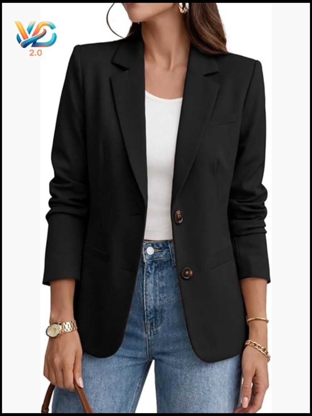 Slim Fit Long Sleeve Blazer with Pockets, Business Casual Office Jacket